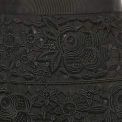 Pre Owned Self-Portrait Black Floral Guipure Lace Mini Skirt M