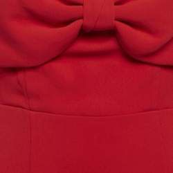 Pre Owned Self-Portrait Red Crepe Bow Detail Flounce Mini Dress M
