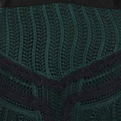 Pre Owned Self-Portrait Green Wave Lace Midi Dress S