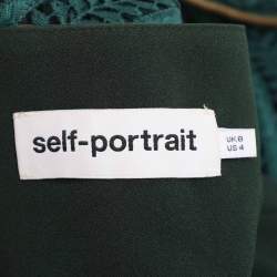 Pre Owned Self-Portrait Green Wave Lace Midi Dress S