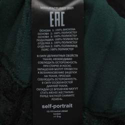 Pre Owned Self-Portrait Green/Black Satin and Lace Pleated Belted Midi Dress S