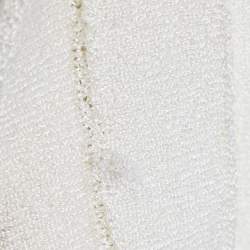 Pre Owned Self-Portrait Cream Embellished Bow Pleated Knit Mini Dress S
