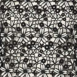 Pre Owned Self-Portrait Black/White Floral Lace Blouse M