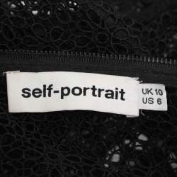 Pre Owned Self-Portrait Black/White Floral Lace Blouse M