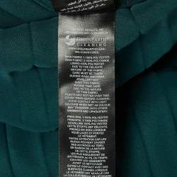 Pre Owned Self-Portrait Green Satin Crystal Embellished Tiered Maxi Dress L