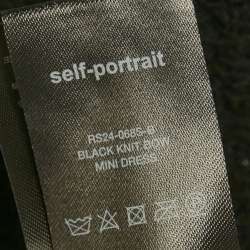 Pre Owned Self-Portrait Black Sequin Tweed Knit Bow Mini Dress M