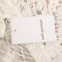 Pre Owned Self-Portrait White Sequined Lace Romper Detail Sleeveless Midi Dress M