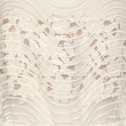 Pre Owned Self-Portrait White Sequined Lace Romper Detail Sleeveless Midi Dress M