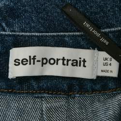 Pre Owned Self-Portrait Blue Denim Top & Skirt Set S