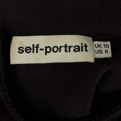 Pre Owned Self-Portrait Black Bead Embellished Jersey Ruffled Jumpsuit M