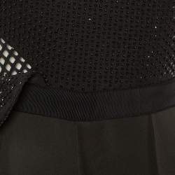 Pre Owned Self-Portrait Black Bead Embellished Jersey Ruffled Jumpsuit M