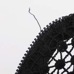 Pre Owned Self-Portrait Black Guipure Lace & Organza Trim Pleated Adeline Dress L