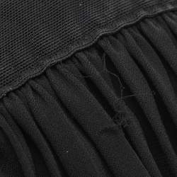 Pre Owned Self-Portrait Black Guipure Lace & Organza Trim Pleated Adeline Dress L