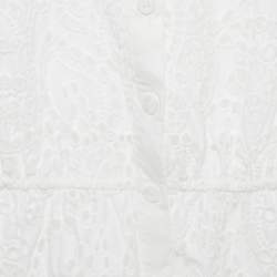 Pre Owned Self-Portrait White Broderie Anglaise Cotton Mini Dress M