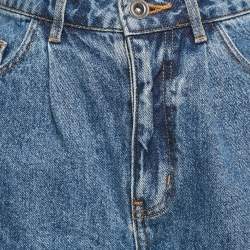 Pre Owned Self-Portrait Blue Denim Scallop Hem Shorts S/Waist 27"