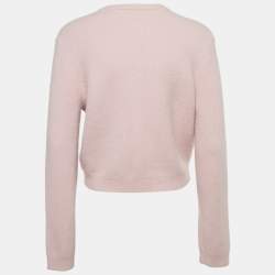 Pre Owned Self-Portrait Pink Knit Crystal Embellished Cardigan M 