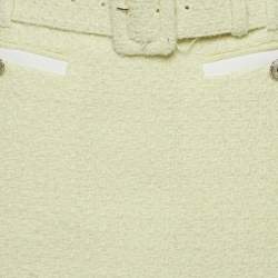 Pre Owned Self-Portrait Yellow Tweed Belted Skorts S