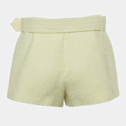Pre Owned Self-Portrait Yellow Tweed Belted Skorts S