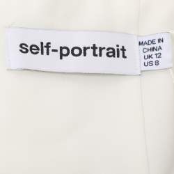 Pre Owned Self-Portrait White Fishnet Crochet and Lace Midi Dress M