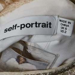 Pre Owned توب سيلف بورتريه دانتيل مزخرف أبيض مقاس صغير (سمول) 