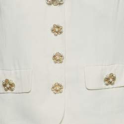 Pre Owned Self-Portrait Cream Linen Blend Playsuit M