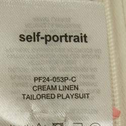 Pre Owned Self-Portrait Cream Linen Blend Playsuit M
