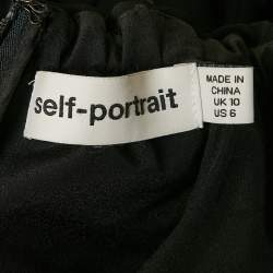 Pre Owned فستان سيلف بورتريه أسود كريب بحُلى كتف مكشوف قصير مقاس متوسط (ميديام)