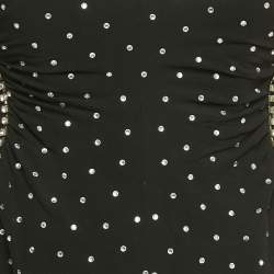 Pre Owned فستان سيلف بورتريه أسود كريب بحُلى كتف مكشوف قصير مقاس متوسط (ميديام)