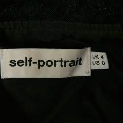 Pre Owned توب سيلف بورتريه أسود بتفاصيل خرز وتول ودانتيل مقاس صغير - إكس صغير