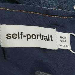 مملوكة مسبقًا فستان ميني سيلف بورتريه قماش جينز أزرق مزين بمقاس صغير جدًا