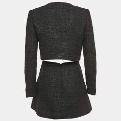 مملوكة مسبقًا Self-Portrait Black Lurex Tweed Cropped Jacket & Mini Skirt Set S