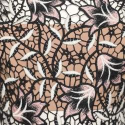 مملوكة مسبقًا فستان ميدي سيلف بورتريه كريب بحواف دانتيل أسود مقاس متوسط - ميديوم