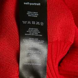 مملوكة مسبقًا فستان سيلف بورتريت ميني أحمر كتف مكشوف بقوس مقاس صغير (إكس سمول)