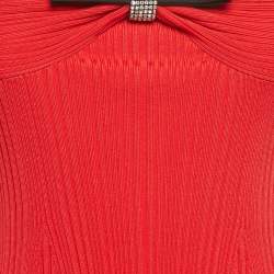 مملوكة مسبقًا فستان سيلف بورتريت ميني أحمر كتف مكشوف بقوس مقاس صغير (إكس سمول)