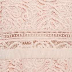 Pre Owned Self-Portrait Pink Guipure Lace Mini Dress M