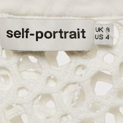 مملوكة مسبقًا فستان سيلف بورتريه ميدي كتف واحد دانتيل جيبوري أبيض مقاس صغير