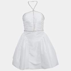 مملوكة مسبقًا Self-Portrait White Taffeta Diamante Trim Mini Dresses M