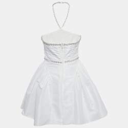 مملوكة مسبقًا Self-Portrait White Taffeta Diamante Trim Mini Dresses M