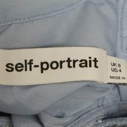 مملوكة مسبقًا Self-Portrait Blue Flower Lace Crystal Detail Mini Dress S