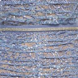 Pre Owned Self-Portrait Blue Embroidered Sequin Strapless Midi Dress S