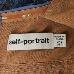 Pre Owned Self-Portrait Blue Embroidered Sequin Strapless Midi Dress S