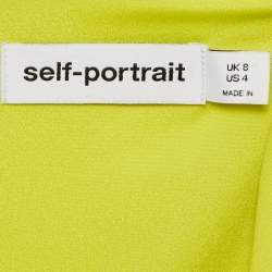 مملوكة مسبقًا فستان ميدي كريب سيلف بورتريه مطوي أخضر مقاس صغير (سمول)