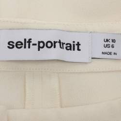 Pre Owned بنطلون واسع سيلف بورتريه قماش كريب كريمي مقاس متوسط (ميديم)