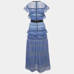 مملوكة مسبقًا Self-Portrait Blue Teardrop Guipure Lace Daphne Maxi Dress S