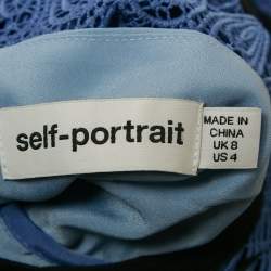 مملوكة مسبقًا Self-Portrait Blue Teardrop Guipure Lace Daphne Maxi Dress S