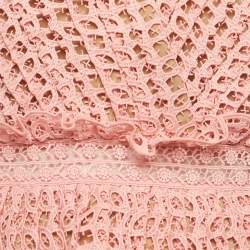 مملوكة مسبقًا فستان سيلف بورتريه برتقالي فاتح طبقات دانتيل جوبر تفاصيل فيونكة مقاس صغير