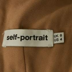 مملوكة مسبقًا فستان سيلف بورتريه برتقالي فاتح طبقات دانتيل جوبر تفاصيل فيونكة مقاس صغير