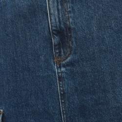 Pre Owned تنورة ميدي سيلف بورتريه دنيم أزرق كارغو مقاس متوسط - ميديوم