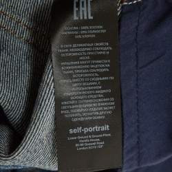 Pre Owned تنورة ميدي سيلف بورتريه دنيم أزرق كارغو مقاس متوسط - ميديوم