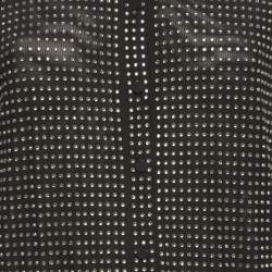 Pre Owned Self-Portrait Black Mesh Rhinestone Mini Shirt Dress M
